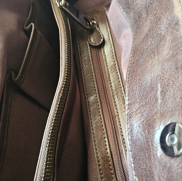 Badgley Mischka Brown Leather Handbag - Picture 7 of 11